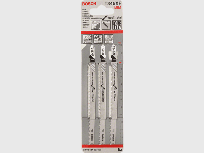 Hovedbilde Bosch Stikksagblad T 345 XF For Tre og metall 105mm A3 UNI/Prog 3 stk