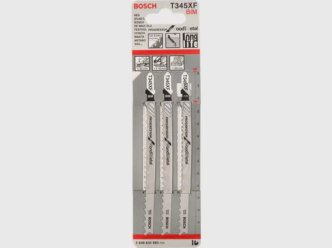Hovedbilde Bosch Stikksagblad T 345 XF For Tre og metall 105mm A3 UNI/Prog 3 stk