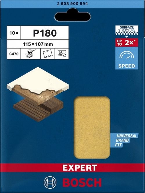 Hovedbilde Bosch slipepapir Expert borrelås 115x107mm K180 10stk