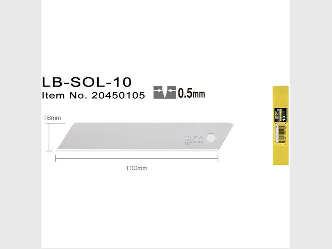Hovedbilde Knekkfrie Knivblader 18mm faste u/segment 18x100x0,5mm LB-SOL-10