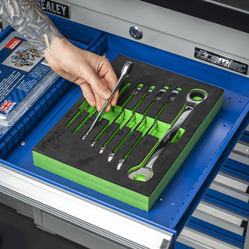 Kombinasjonsskrallenøkkelsett med tommer 8 deler S0984